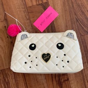 Betsey Johnson quilted white kitty purse